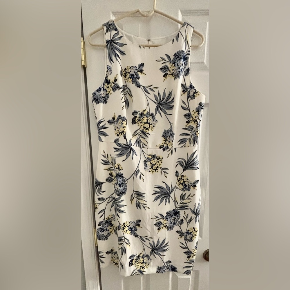 NWT Ann Taylor Factory White Floral Sheath Dress, Size 12